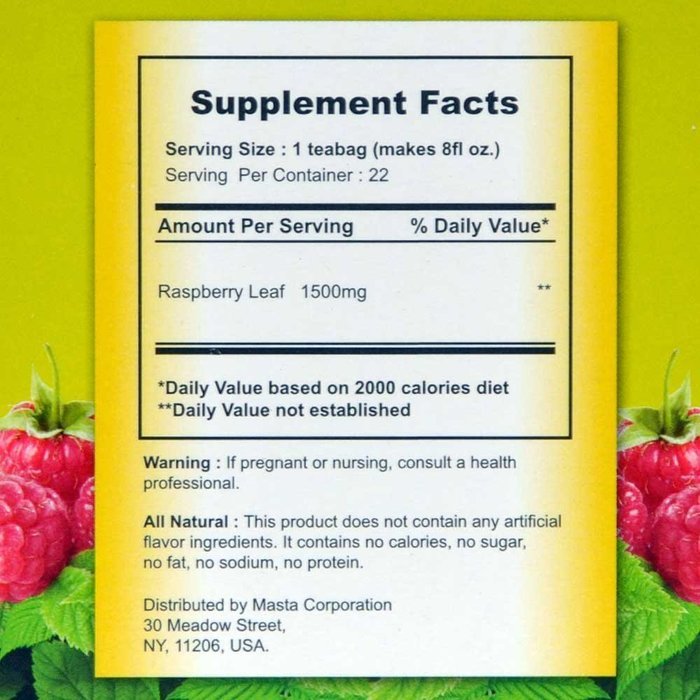 Buddha's Herbs Premium Raspberry Leaf Tea, 22-Count Tea Bags (Pack of 2) N6