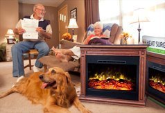 Heat Surge Roll-N-Glow Amish Electric Fireplace in Classic Black, EV-4 N4