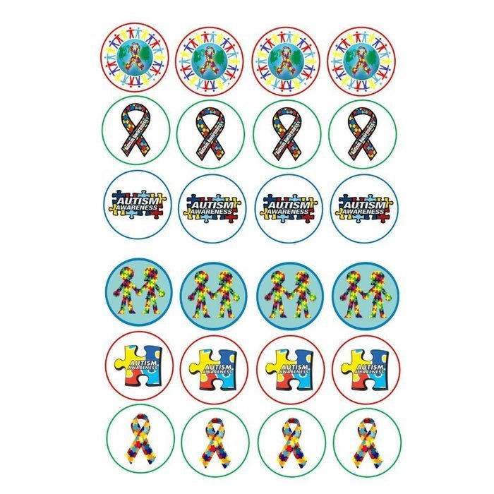 24 icing cupcake cake toppers edible New Autism Awareness Month April Special