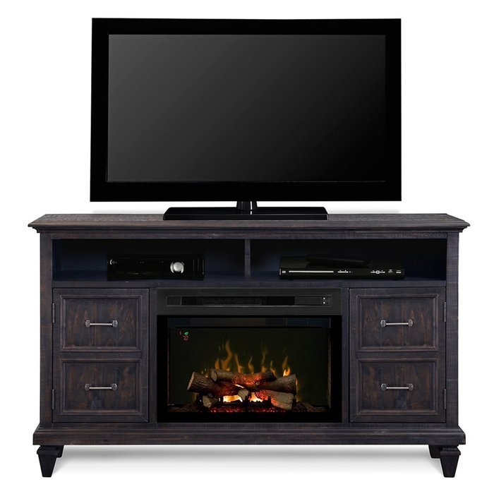 Dimplex Solomon Electric Fireplace TV Stand with Logset in Gray