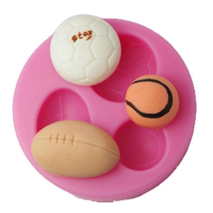FOUR-C Silicone Mold Sports Football Cake Decorating Tools Color Pink