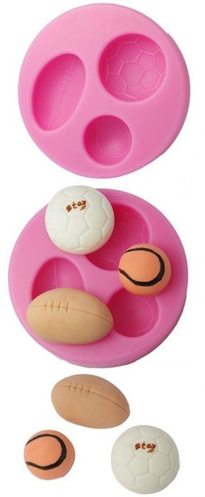 FOUR-C Silicone Mold Sports Football Cake Decorating Tools Color Pink N2