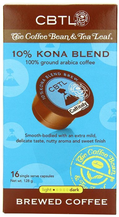 CBTL 10% Kona Blend Brew Coffee Capsules By The Coffee Bean & Tea Leaf, 16-Count Box N2