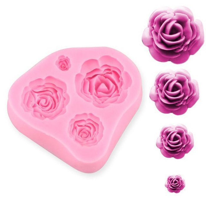 Bhbuy Fondant Cake Chocolate Suger Mold Sugarcraft 3d Silicone Soap Mould Rose Flower