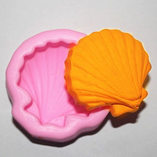 Longzang Shell Art Deco Silicone Mold Sugar Craft DIY Gumpaste Cake Decorating Clay Pink