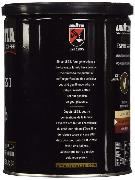Lavazza Caffe Espresso Ground Coffee, 8-Ounce Can (Pack of 2) N2