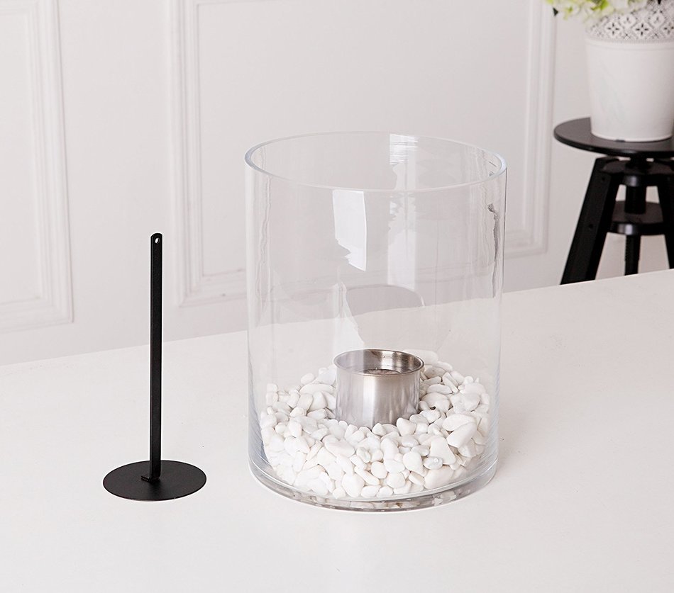Designer's All Season Table Top Ethanol Fireplace, Both Indoor and Outdoor Use (Round Glass)