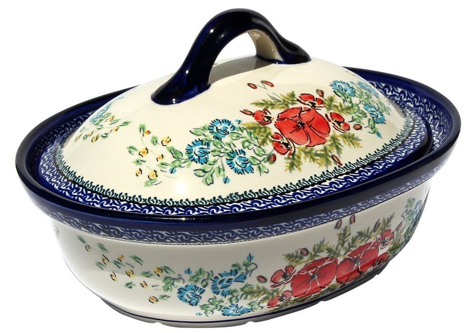 Polish Pottery Oval Casserole Dish From Zaklady Ceramiczne Boleslawiec #1156-237 Art Unikat Signature Pattern,... N2