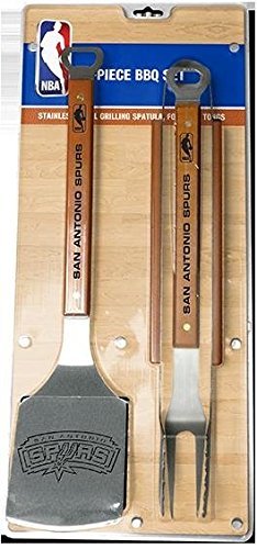 SPORTULA PRODUCTS SS-SP-9021933 9021933 Sportula 3Piece Stainless Steel BBQ Set, San Antonio Spurs