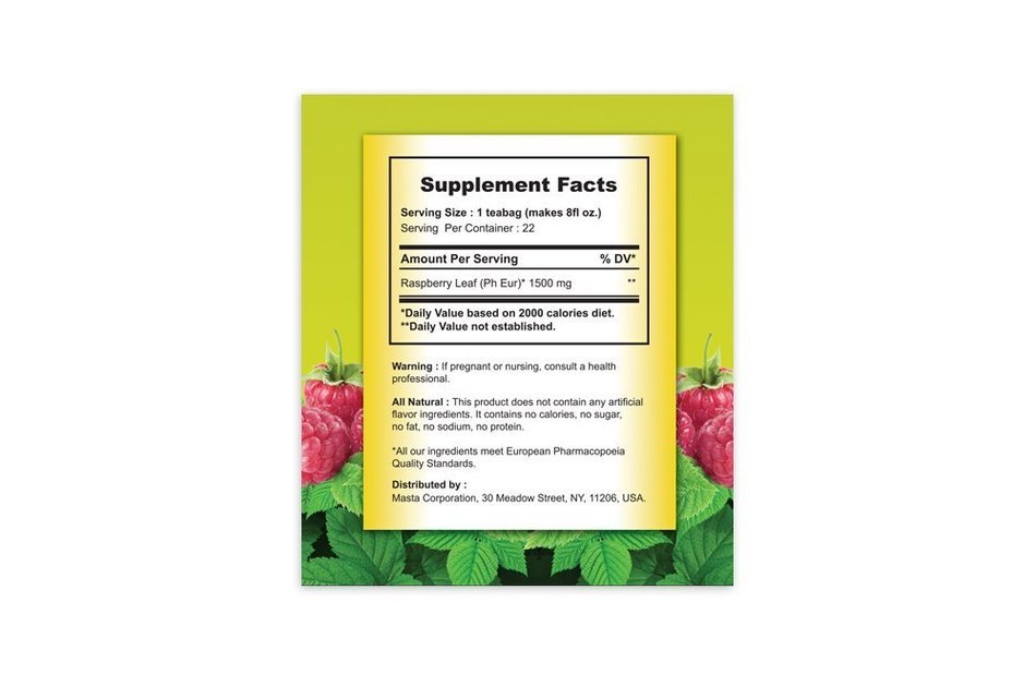 Buddha's Herbs Premium Raspberry Leaf Tea, 22-Count Tea Bags (Pack of 2) N7