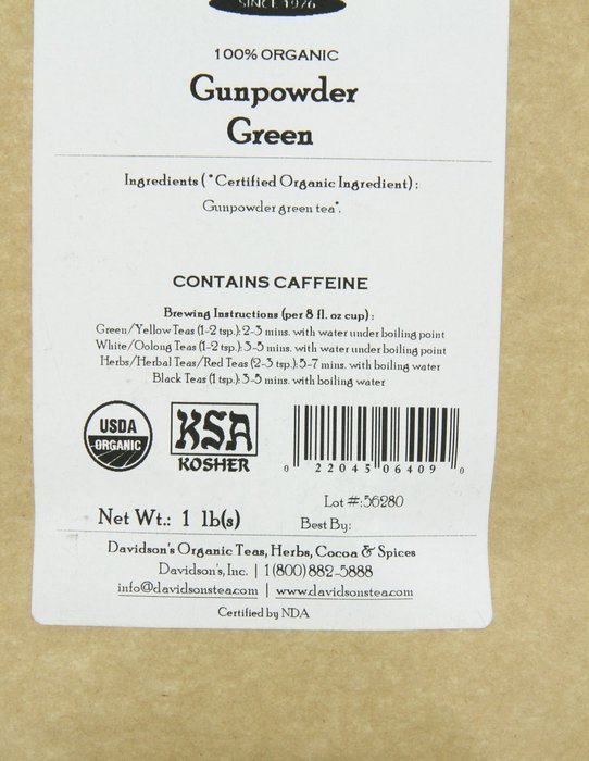 Davidson's Tea Bulk, Gunpowder Green, 1-Pound Bag N10