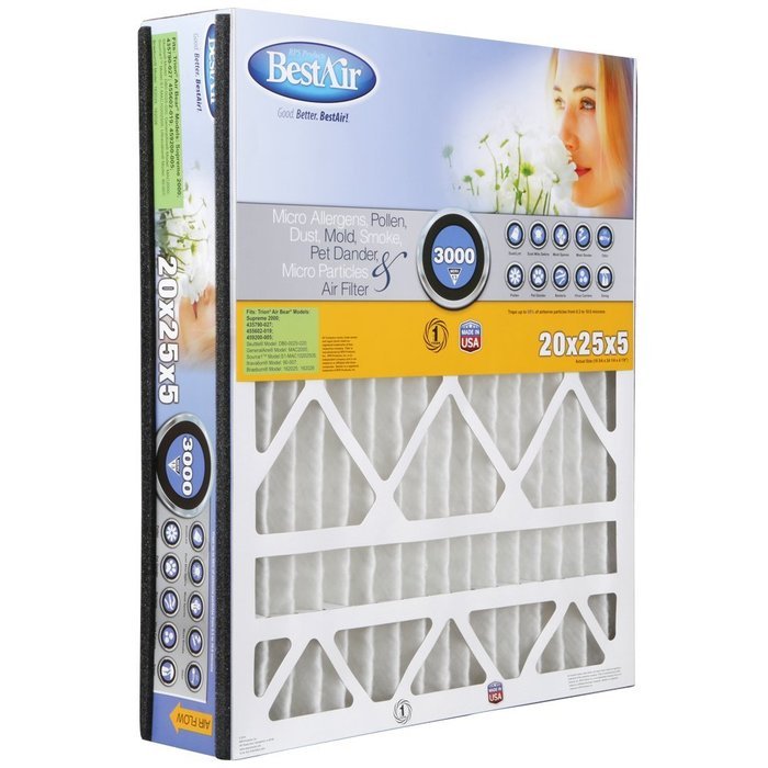 BestAir AB2025-13R Trion Air Bear Pleated Filter, 16 by 25 by 5" N2
