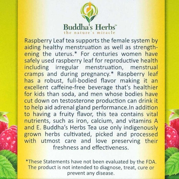 Buddha's Herbs Premium Raspberry Leaf Tea, 22-Count Tea Bags (Pack of 2) N11