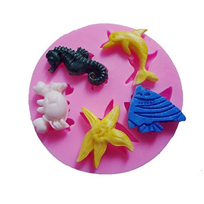 Longzang Small Sea Lifes Dolphin Sea Fish Crab Starfish Hippocampus Silicone Mold Sugar Craft DIY Gumpaste Cake...