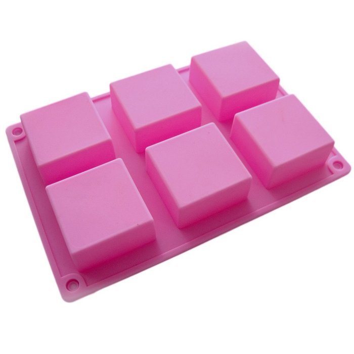 Fanhesheng 6 Cavities Silicone Soap Mold, Cake Baking Pan, Biscuit Chocolate Ice Cube Tray