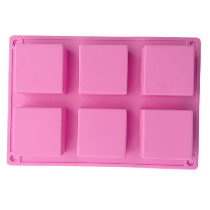 Fanhesheng 6 Cavities Silicone Soap Mold, Cake Baking Pan, Biscuit Chocolate Ice Cube Tray N2