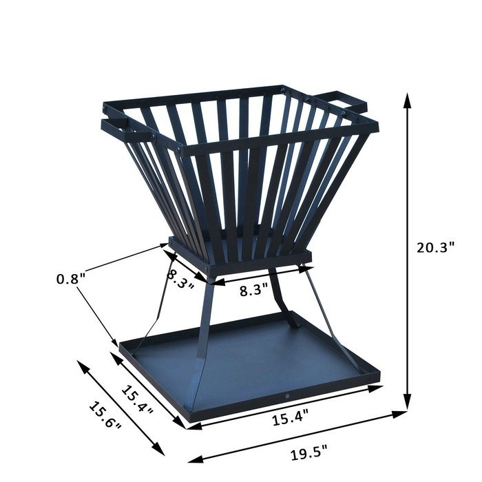 Gracelove Outdoor Fire Pit Basket Backyard Deck Fireplace Stove Steel Patio Heater N6