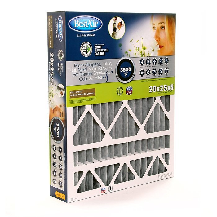 BestAir LN2025-13C Lennox Odor Eliminating Pleated Filter, 20 by 25 by 5" N3