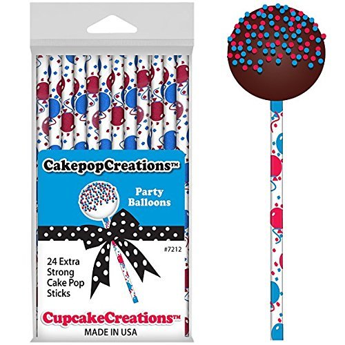 Cupcake Creations Party Balloons Cake Pop Sticks- 24 Count