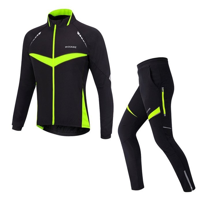 WOLFBIKE Thermal Fleece Cycling Jersey Shirt Casual Jacket Long Sleeve, Green, Size XL N38