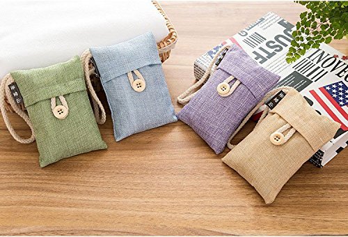 DINHAND 100% Natural Auto Air Purifying Bamboo Charcoal Bag/ Air Freshener for Fridge, Freezers, Closet, Car &... N3