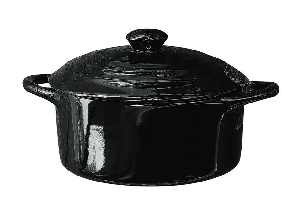 5" Round Stoneware Mini Personal Covered Casserole Baker (Black) N2