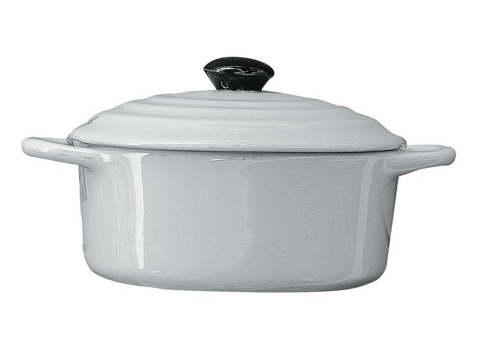 5" Round Stoneware Mini Personal Covered Casserole Baker (Black) N3