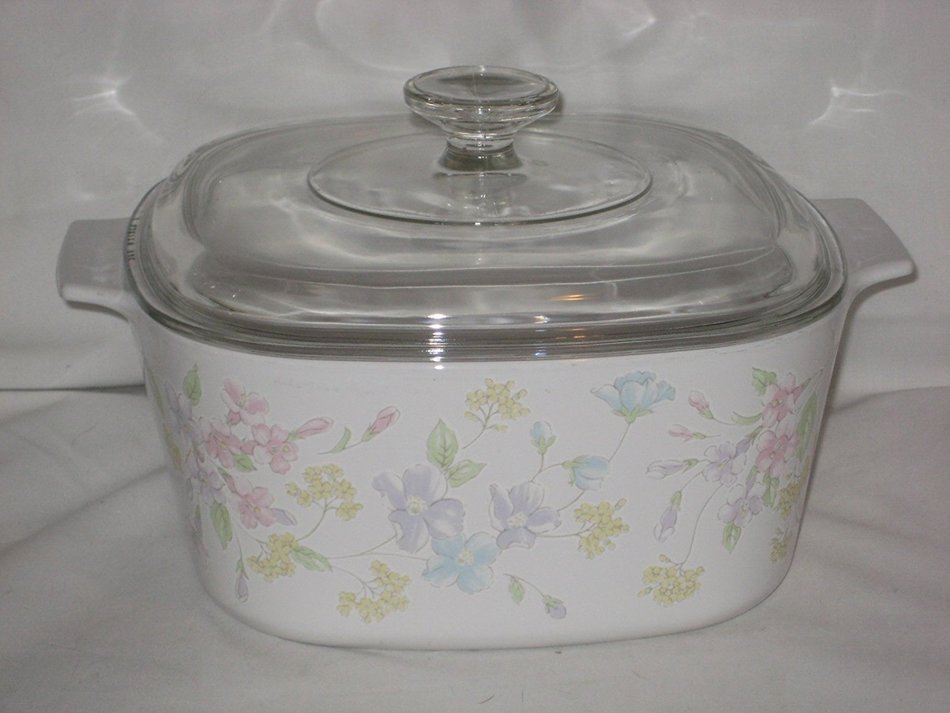 1980's Corning Ware " Pastel Bouquet Pattern" 3 Liter Casserole W/ Lid