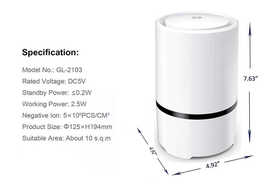 RIGOGLIOSO Portable Desktop anion sterilization Air Purifier Remove Cigarette Smoke, Odor Smell, Bacteria N2