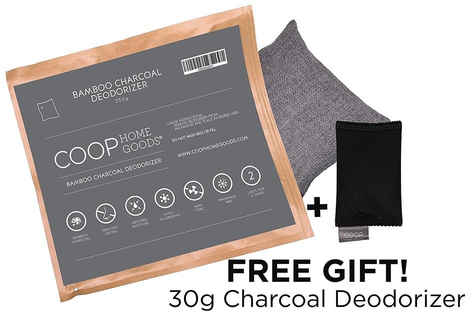 Coop Home Goods - Natural Moso Bamboo Charcoal Deodorizer Air Purifier- 250 grams with FREE 30g sachet - Removes...