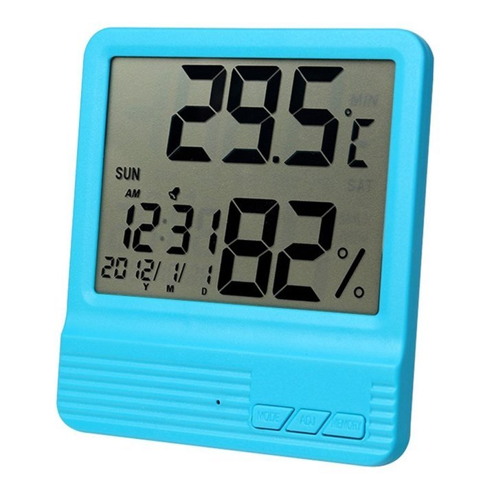 A.B Crew Large LCD Screen Digital Thermometer Hygrometer with Alarm Clock Date Week Ultra Thin Indoor Humidity...