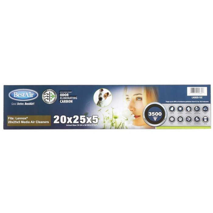 BestAir LN2025-13C Lennox Odor Eliminating Pleated Filter, 20 by 25 by 5" N5