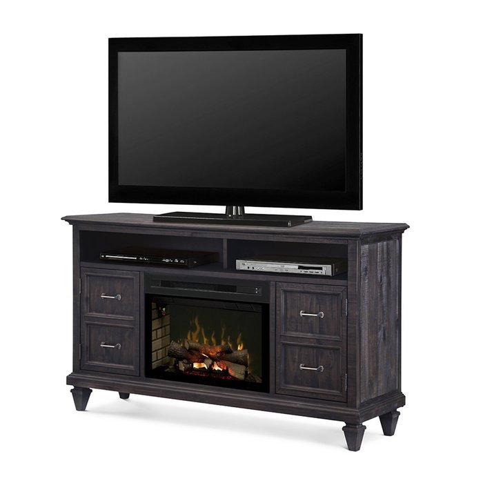 Dimplex Solomon Electric Fireplace TV Stand with Logset in Gray N3