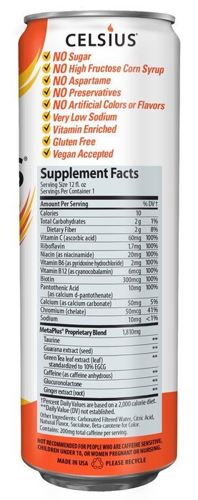 Celsius Green Tea, Peach Mango, 12 Ounce (Pack of 12) N23
