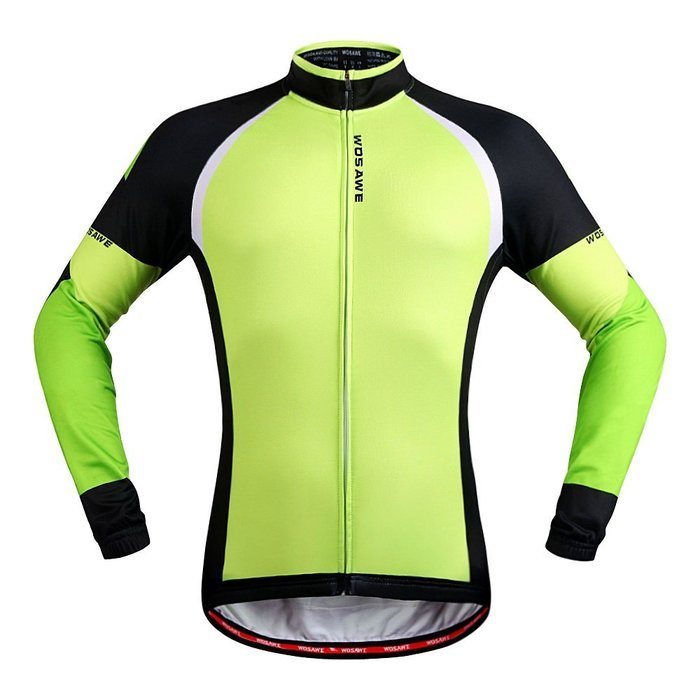 WOLFBIKE Thermal Fleece Cycling Jersey Shirt Casual Jacket Long Sleeve, Green, Size XL N43