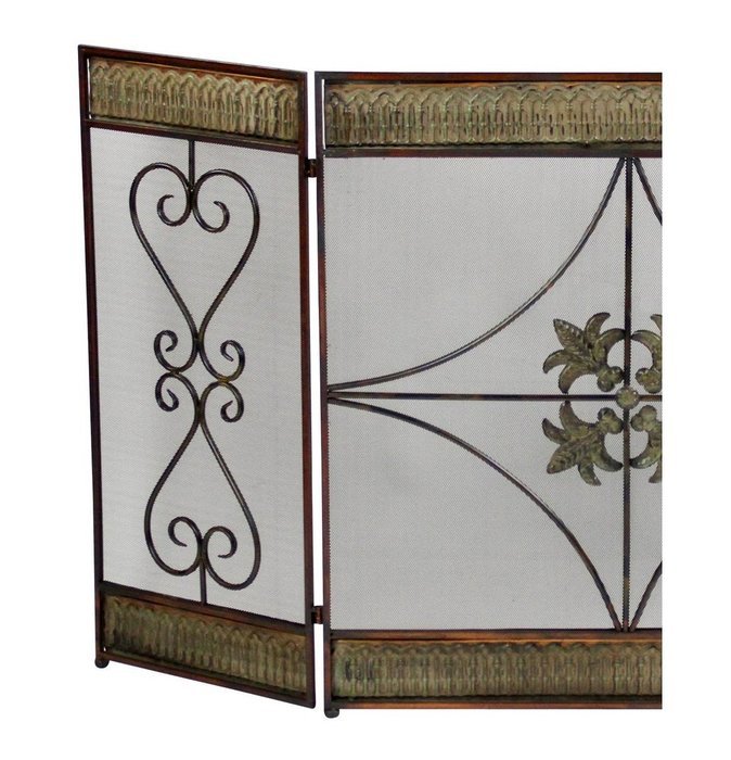 Fireplace Screen of Durable Metal w/ 3 Panels Ideal for Home Decoration