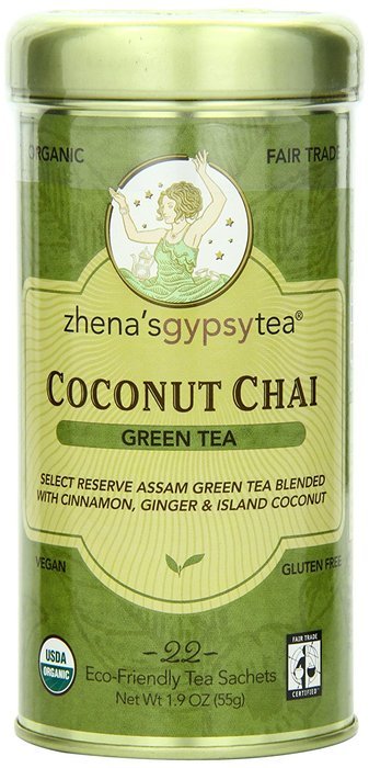 Zhena's Organic Gypsy Tea, Coconut Chai Green Tea, 22 Sachets N5