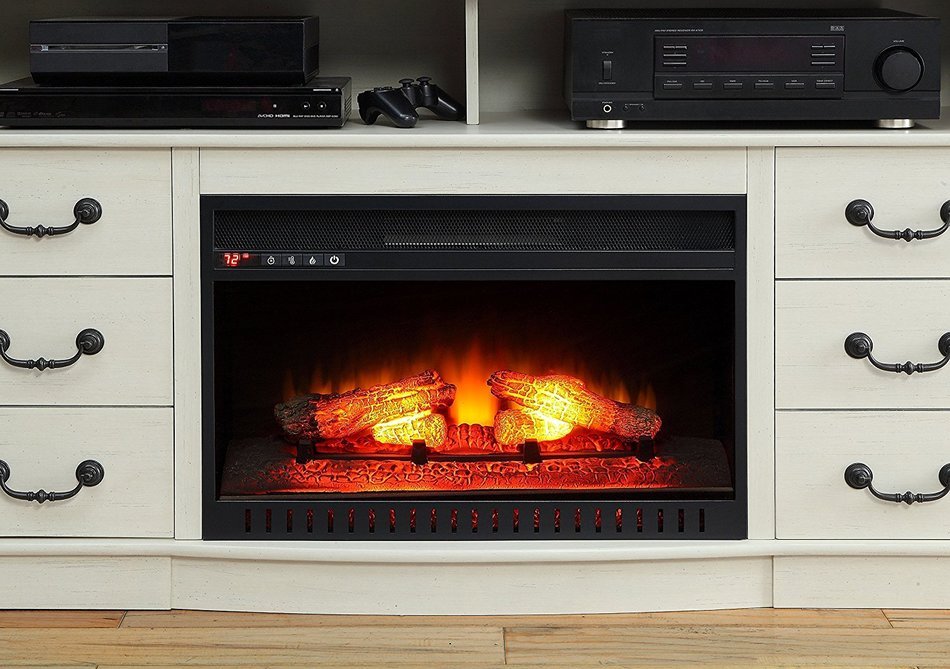 Antique White Finish 60" Better Homes And Gardens Remote Control Fireplace Media Console For TV's Up To 70" N2