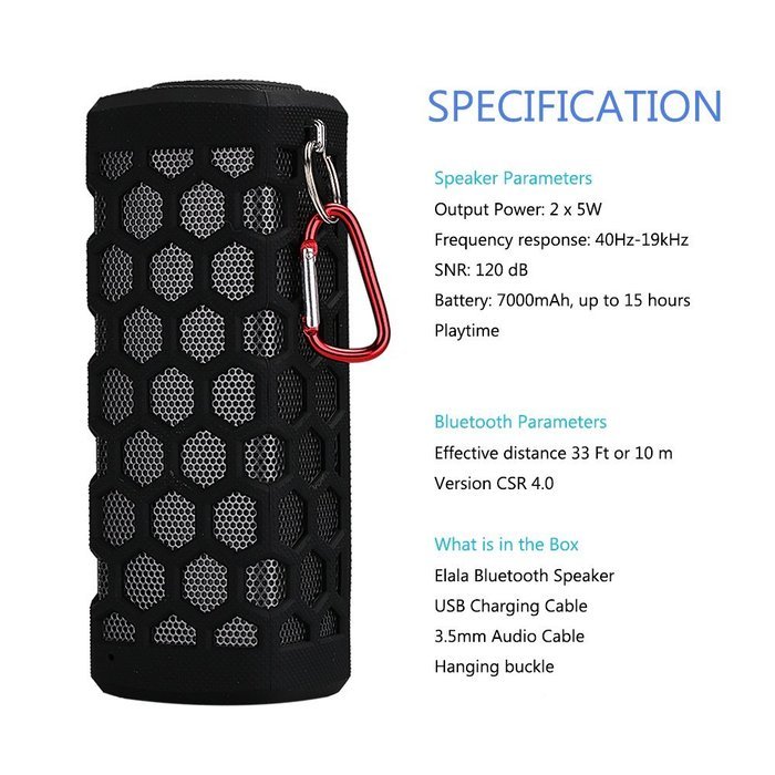 Elala Portable Speaker, Bluetooth Speaker with Built-in 7000mAh Power Bank, Loud Volume, Enhanced Bass, Waterproof... N4