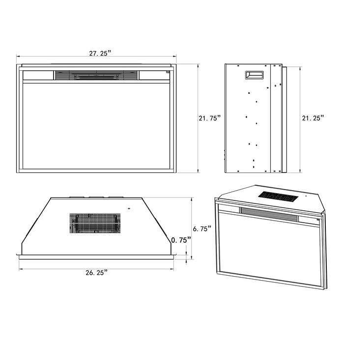 AKDY Freestanding 6 Setting LED Backlight Buttons Temperature Control Adjustable Remote Electric Fireplace Heater... N2