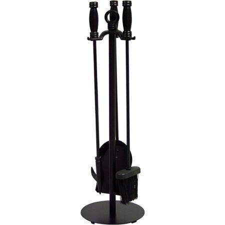 25" High Black Wrought Iron Fireplace Toolset, 4-Piece