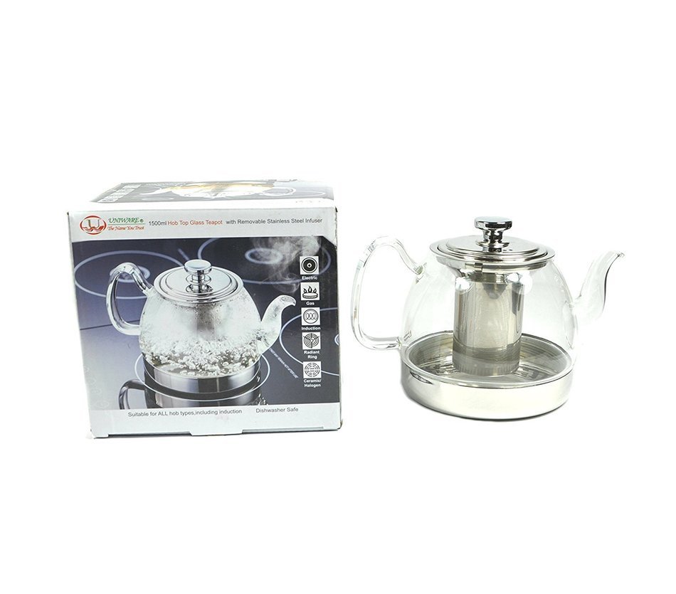Uniware 1500ml Hop Topt Glass Kettle with Filter [A10048]