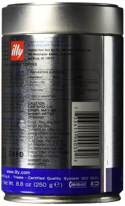 illy, Ground Coffee Drip Grind (Medium Roast, Blue Band), 8.8 Ounce Tin