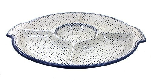 Polish Pottery Small Dots Chip & Dip Plate