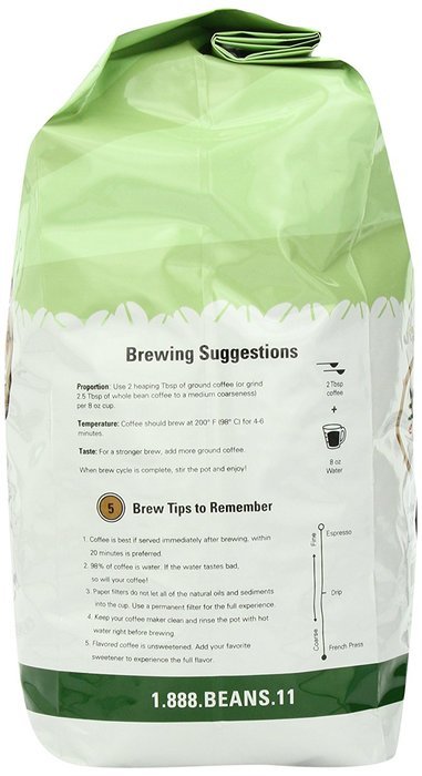 Coffee Bean Direct CO2 Decaf Espresso Coffee, 5-Pound Bag,Net 2265 g. N17