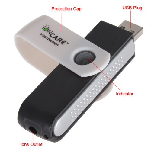 Portable Effective Rotatable Mini USB Powered Ionic Air Purifier Air Cleaner with LED Indicator, Air Humidifier...