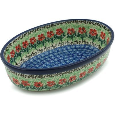 Polish Pottery Oval Baker 8-inch Maraschino N2