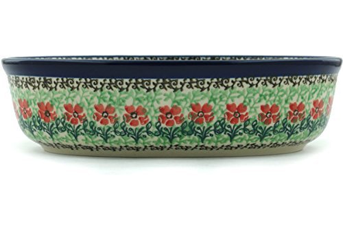 Polish Pottery Oval Baker 8-inch Maraschino N3