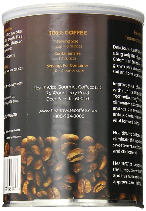 Healthwise Low Acid Columbian Gourmet Supremo Coffee, 12 Ounce N4