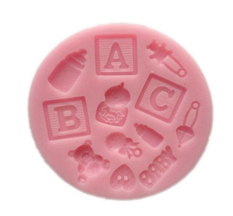 SHINA ABC Letter Baby Bear Milk Fondant Mold Silicone Sugar Craft Cake Decorating